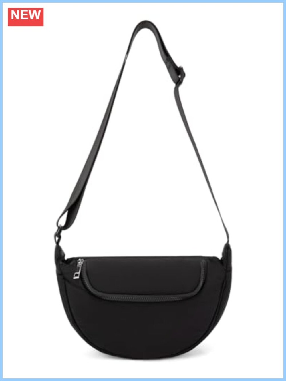 Nylon Crossbody Bag Crescent Sling Purse Adjustable Strap Travel